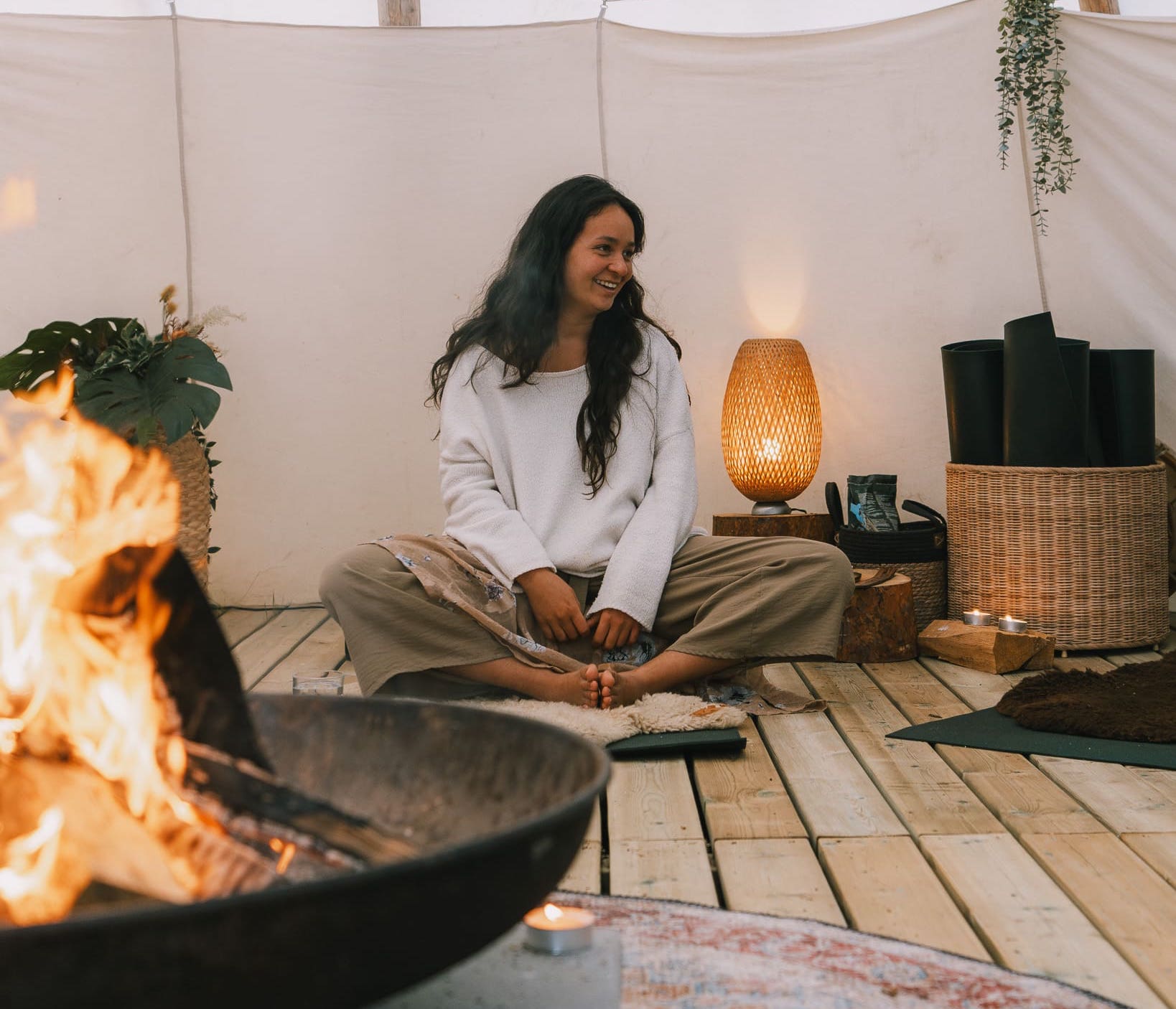 yoga nordic woods glamping